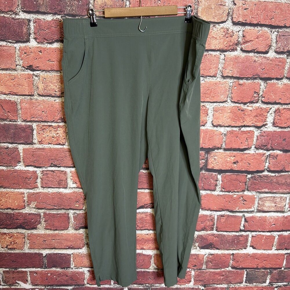 EDDIE BAUER Pants Womens XXL Performance Pull On Green Slash Pocket